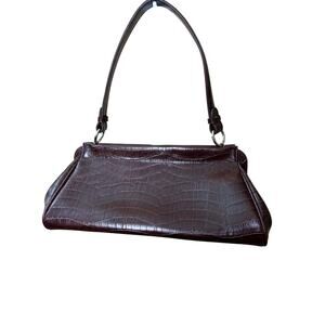 Vintage 50's/60's Purse Alligator Embossed Brown 13"L x 6" T by Pegaso Milan